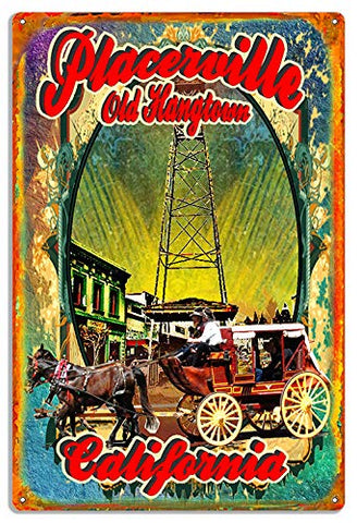 ArtFuzz Placerville Old Hangtown 18?x30?.040 Alum Stage Coach & Bell Tower