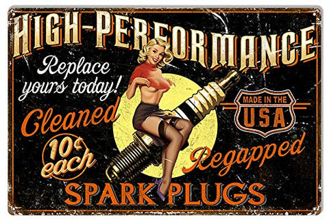 High Performance Spark Plugs Large Metal Sign By Steve McDonald 16×24