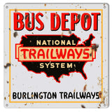 Bus Depot Trailway Reproduction Railroad Metal Sign 12×12
