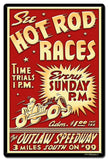 1950's Hot Rod Races Vintage Sign Metal Sign