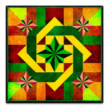 Five Square Orange Green Brown Quilt 18 x 18 Custom Shape Metal Sign