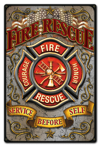 Fire Rescue Vintage Sign Metal Sign