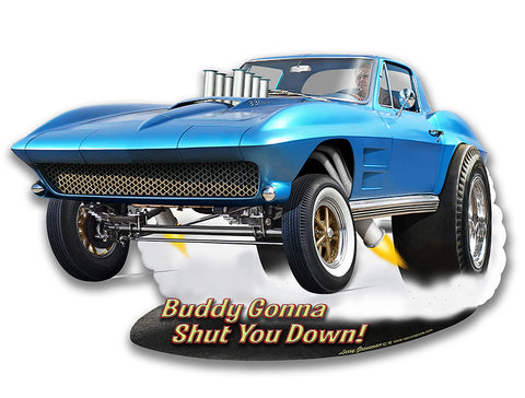 1963 SHUT DOWN CUTOUT Vintage Sign Metal Sign