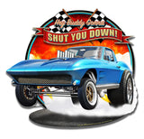 1963 SHUT DOWN CUTOUT Vintage Sign Metal Sign