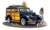 1939 Woody Surfin Surfari Vintage Sign Metal Sign