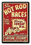 1950's Hot Rod Races Vintage Sign Metal Sign