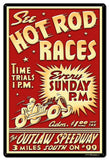 1950's Hot Rod Races Vintage Sign Metal Sign