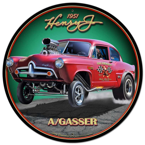 1951 Henry J Gasser Vintage Sign Metal Sign