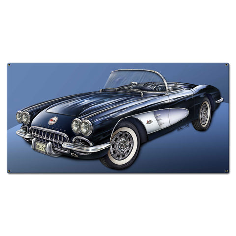 1958 Corvette 36 X 18 vintage metal sign Metal Sign