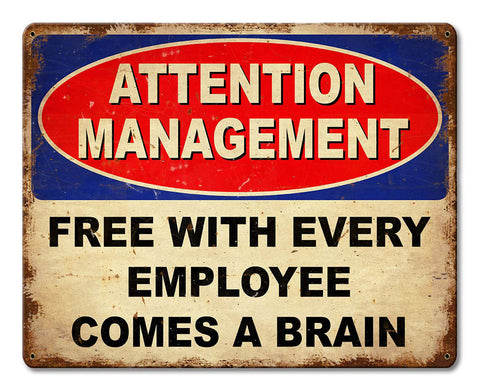 Employee Brain Metal Sign