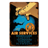 1930's Air Services Ad England Vintage Metal Sign 12in X 18in Metal Sign