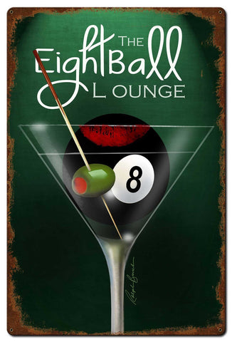 Eight Ball Lounge Metal Sign