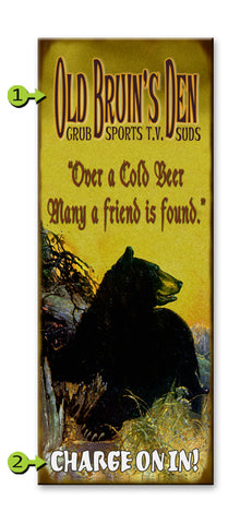 Old Bruin's Den Sign Metal 14x36