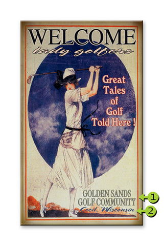 Welcome Lady Golfers' Metal 23x39