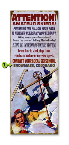 Ski School Wood 17x44
