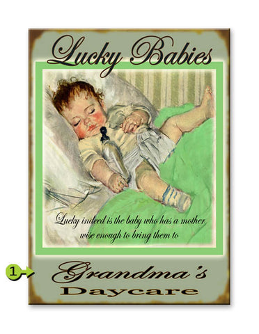 Daycare Provider GREEN (Baby Sleeping) Metal 28x38