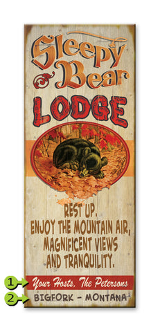 Sleepy Bear Lodge Metal 14x36