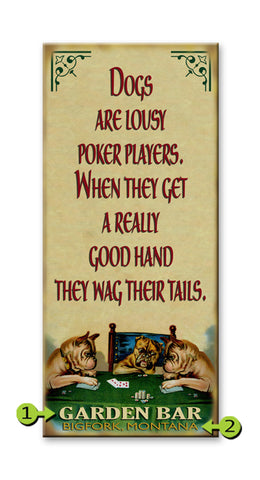 English Bulldog Poker Sign Wood 10.5x24