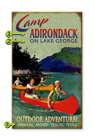 Old Fashioned Canoeists (Camp) Wood 18x30