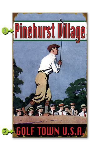 Blue Background Golfer Wood 18x30
