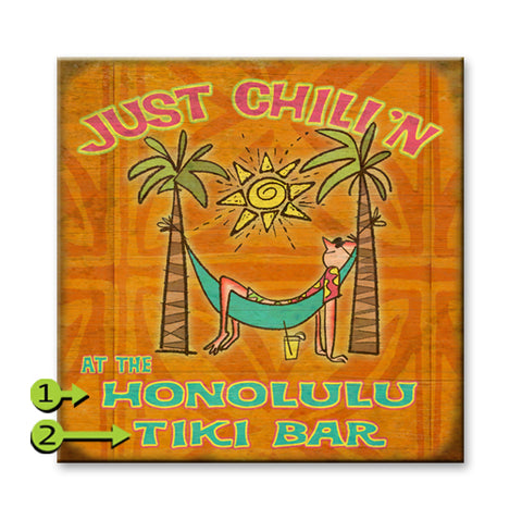 Just Chilli'n Hammock Sign w/ Palm Trees Metal 18x18