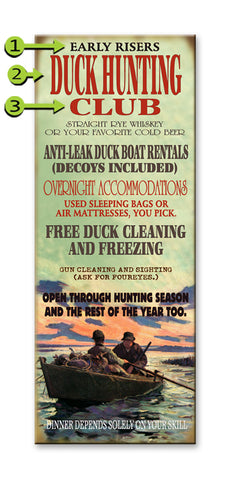 Early Risers Duck Hunting Club Metal 14x36