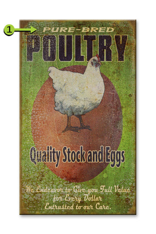 Quality Stock, Eggs and Poultry Wood 18x30