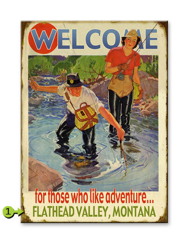 Fly Fishing Couple Metal 28x38