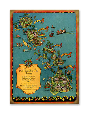 Map of Hawaiian Islands Metal 23x31