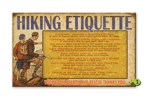 Hiking Etiquette Wood 23x39