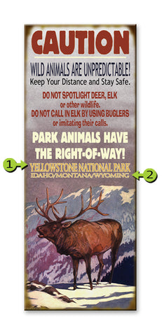 Caution Wild Animals Metal 17x44