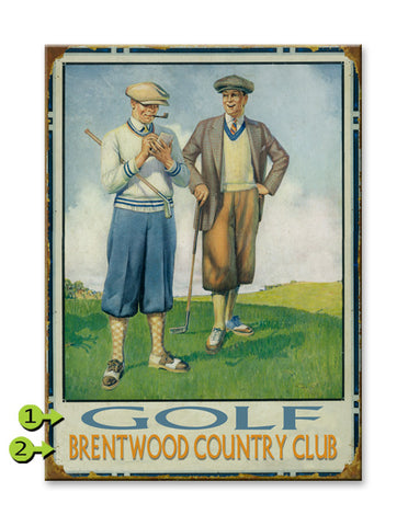 Pipe Smoking Golfer Metal 23x31