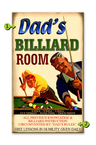 Dad's Billiard Room Wood 18x30