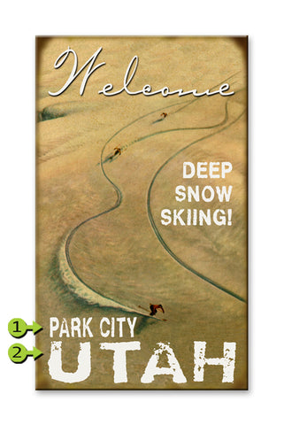 Deep Snow Skier Wood 14x24