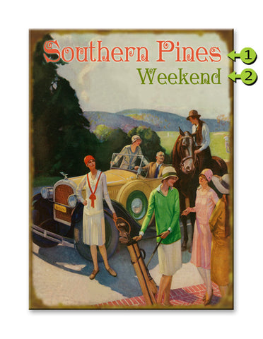 Pinehurst Couples with Horse in Background Metal 23x31