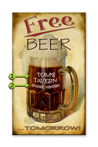 Free Beer Tomorrow Metal 28x48