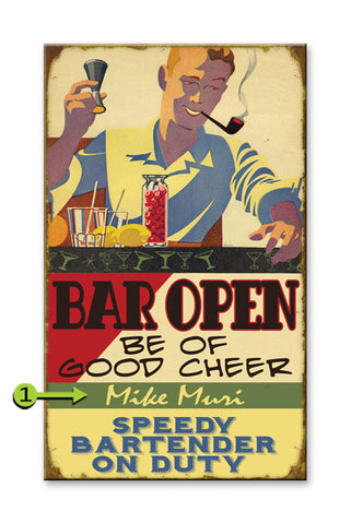 Bar Open, Speedy Bartender Metal 23x39