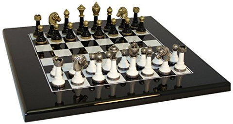 Wood and Metal Chess Set, Black/White