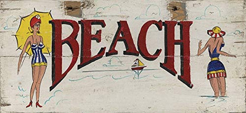 ArtFuzz Beach Beauties Vintage Custom Wood Sign Wood Sign 14x30