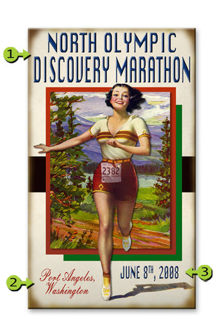 Female Marathon Runner Wood 18x30