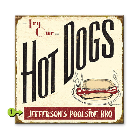 Hot Dogs Wood 18x18