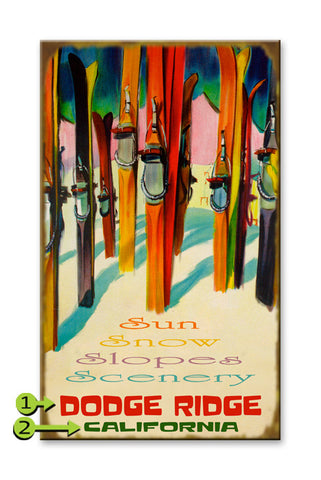 Colorful Skis Metal 18x30