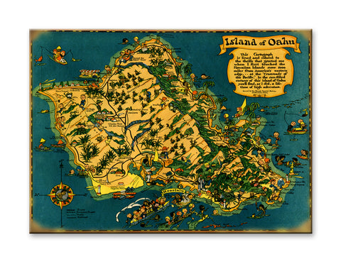 Map of Oahu Metal 28x38