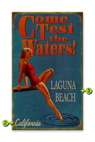 Come Test the Waters (Blue) Wood 18x30