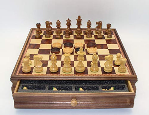 Worldwise Imports 30SF-WM-35 Chess and Checkers Set, Brown