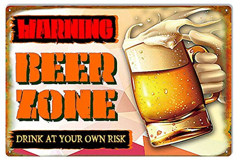 ArtFuzz Beer Zone Man Cave Reproduction Bar Metal Sign 12x18