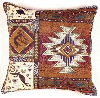 Kokopelli Southwestern Decorative Tapestry Toss Pillow