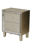 23.5 inch Champagne Wood Accent Cabinet with 2 Drawers and Antique Mirrored Glass