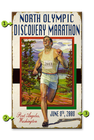 Male Marathon Runner Wood 18x30