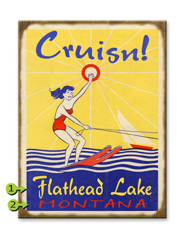 Cruisn! Female Water Skiier Metal 28x38